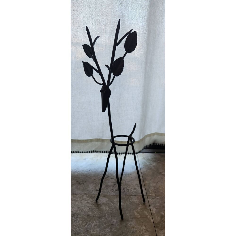 Metal black decorative reindeer candle holder